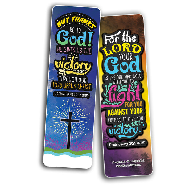 Victory in Christ Bookmarks (60-Pack) - Church Memory Verse Sunday School Rewards - Christian Stocking Stuffers Birthday Party Favors Assorted Bulk Pack