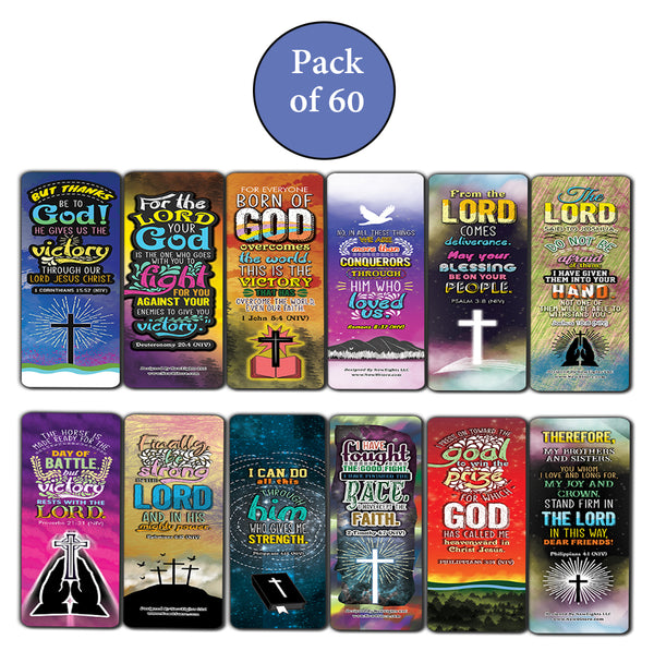 Victory in Christ Bookmarks (60-Pack) - Church Memory Verse Sunday School Rewards - Christian Stocking Stuffers Birthday Party Favors Assorted Bulk Pack