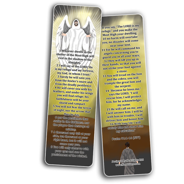 Psalm 91 Bookmarks Cards (12-Pack) - VBS Sunday School Easter Baptism Thanksgiving Christmas Rewards Encouragement Gift