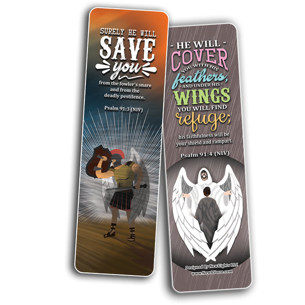 Psalm 91 Bookmarks Cards (60-Pack) - Church Memory Verse Sunday School Rewards - Christian Stocking Stuffers Birthday Party Favors Assorted Bulk Pack