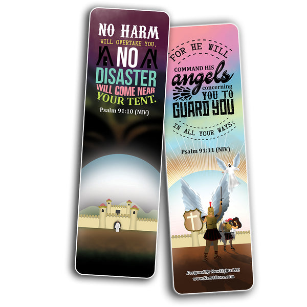 Psalm 91 Bookmarks Cards (30-Pack) - Stocking Stuffers for Boys Girls - Children Ministry Bible Study Church Supplies Teacher Classroom Incentives Gift