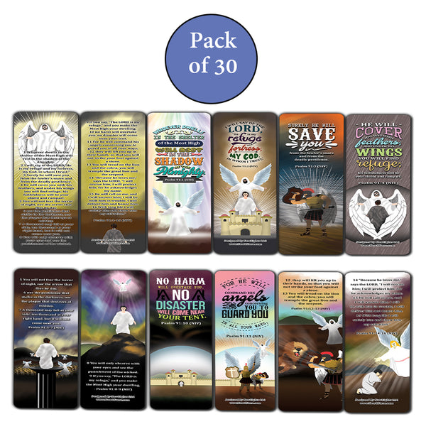 Psalm 91 Bookmarks Cards (30-Pack) - Stocking Stuffers for Boys Girls - Children Ministry Bible Study Church Supplies Teacher Classroom Incentives Gift