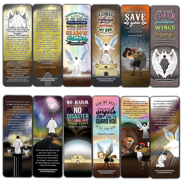 Psalm 91 Bookmarks Cards (30-Pack) - Stocking Stuffers for Boys Girls - Children Ministry Bible Study Church Supplies Teacher Classroom Incentives Gift