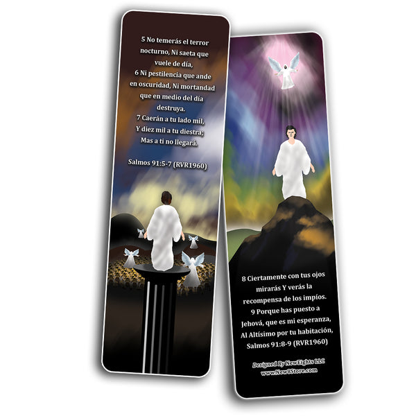 Spanish Salmos 91 Bookmarks Cards (60-Pack) - Church Memory Verse Sunday School Rewards - Christian Stocking Stuffers Birthday Party Favors Assorted Bulk Pack