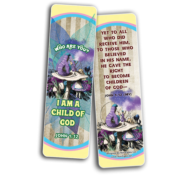 NewEights Christian Scriptures NIV Bookmarks - Alice in Wonderland (12-Pack) - VBS Sunday School Easter Baptism Thanksgiving Christmas Rewards Encouragement Gift