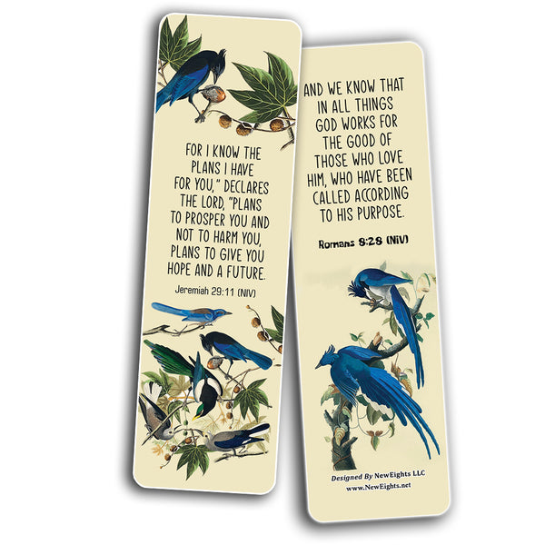 NewEights Christian Scriptures NIV Bookmarks - Beautiful Birds (60-Pack) - Church Memory Verse Sunday School Rewards - Christian Stocking Stuffers Birthday Party Favors Assorted Bulk Pack