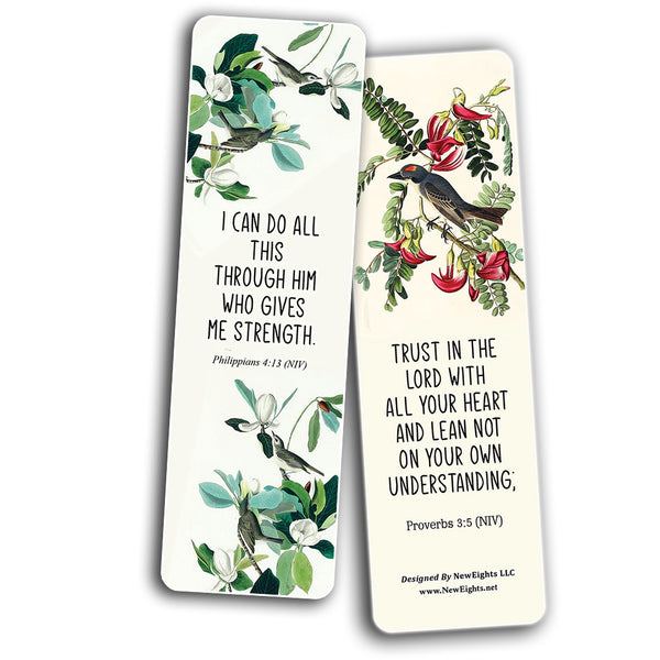 NewEights Christian Scriptures NIV Bookmarks - Beautiful Birds (60-Pack) - Church Memory Verse Sunday School Rewards - Christian Stocking Stuffers Birthday Party Favors Assorted Bulk Pack