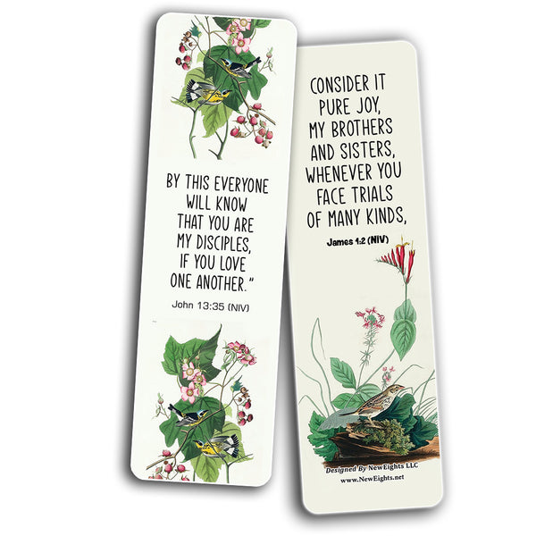 NewEights Christian Scriptures NIV Bookmarks - Beautiful Birds (60-Pack) - Church Memory Verse Sunday School Rewards - Christian Stocking Stuffers Birthday Party Favors Assorted Bulk Pack