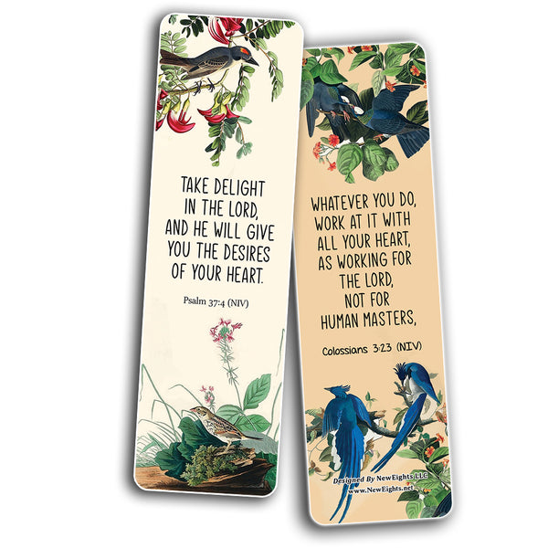 NewEights Christian Scriptures NIV Bookmarks - Beautiful Birds (12-Pack) Sunday School Easter Baptism Thanksgiving Christmas Rewards Encouragement Gift God's Protection & Assurance Reading Bookmarks