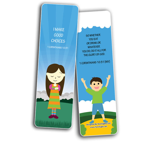 Biblical Affirmations Bookmarks Cards for Kids Series 2 (12-Pack)