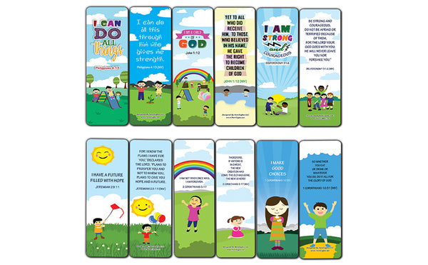 Biblical Affirmations Bookmarks Cards for Kids Series 2 (12-Pack)