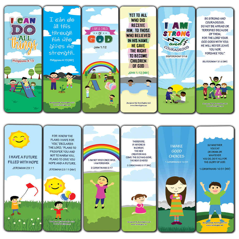 Biblical Affirmations Bookmarks Cards for Kids Series 2 (30-Pack)
