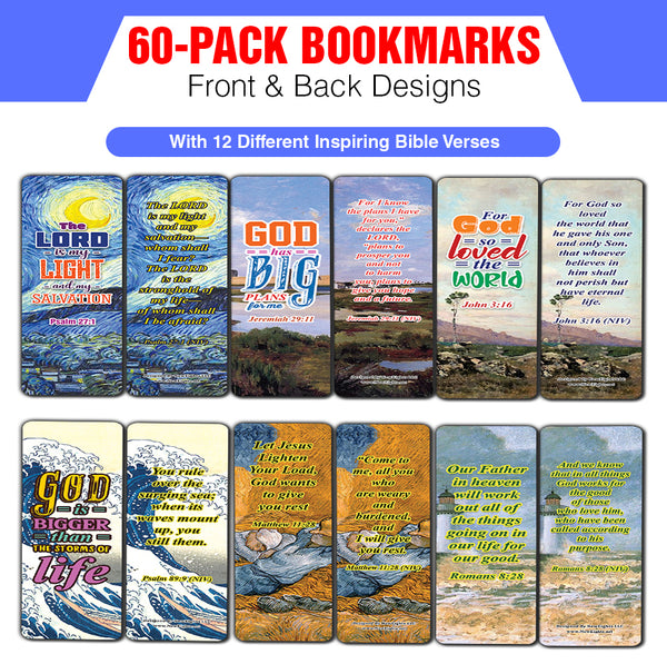 Christian Scriptures Bookmarks - Paintings Art (60-Pack)