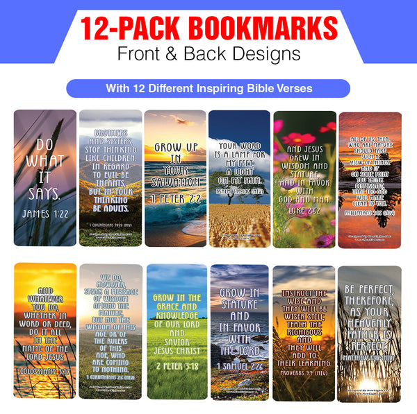 Christian Maturity Growth Encouraging Bible Verses Bookmarks (12-Pack)