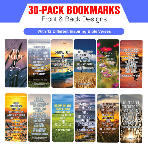 Christian Maturity Growth Encouraging Bible Verses Bookmarks (30-Pack)