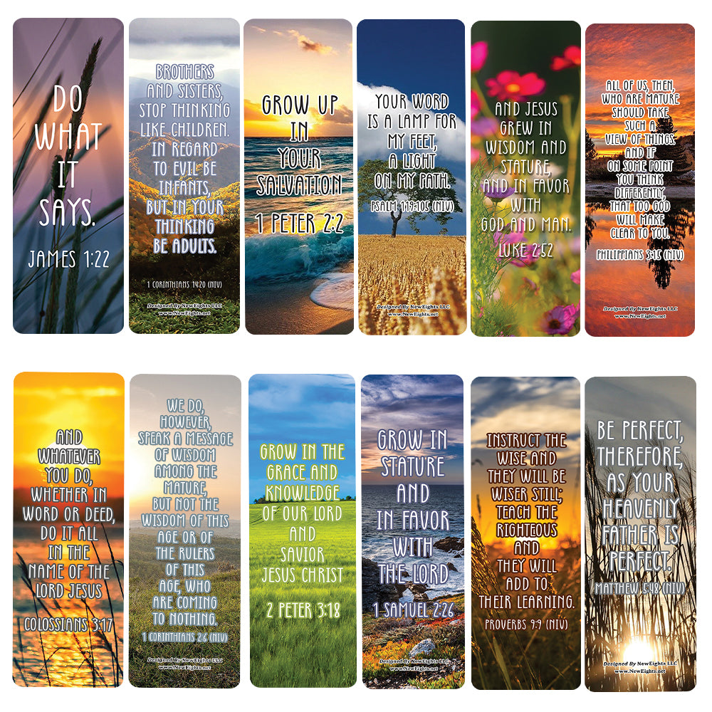 Christian Maturity Growth Encouraging Bible Verses Bookmarks (12-Pack)