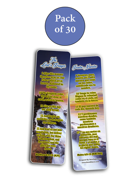 The Lord's Prayer Bookmark Cards Bilingual English KJV Spanish RVR1960