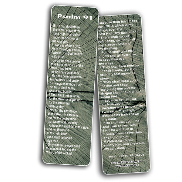 NewEights Psalm 91 Bookmarks Cards KJV (60-Pack) - Christian Stocking Stuffers Birthday Assorted Bulk Pack - Church Memory Verse Sunday School Rewards