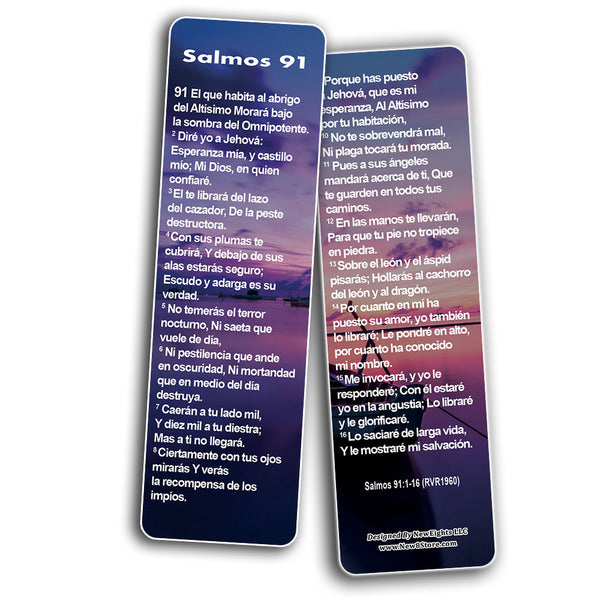 NewEights Spanish Psalm 91 Bookmarks Cards RVR1960 (60-Pack) - Stocking Stuffers Church Ministry - Bible Study Church Supplies Teacher Classroom Incentive Gifts