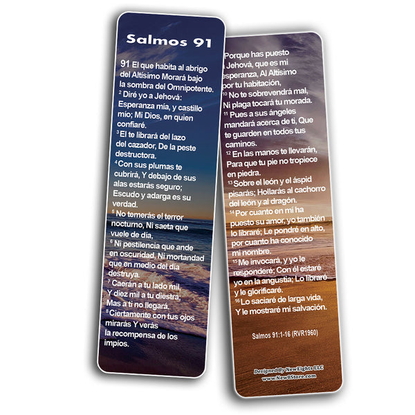 NewEights Spanish Psalm 91 Bookmarks Cards RVR1960 (60-Pack) - Stocking Stuffers Church Ministry - Bible Study Church Supplies Teacher Classroom Incentive Gifts