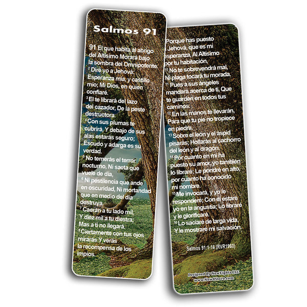 NewEights Spanish Psalm 91 Bookmarks Cards RVR1960 (60-Pack) - Stocking Stuffers Church Ministry - Bible Study Church Supplies Teacher Classroom Incentive Gifts