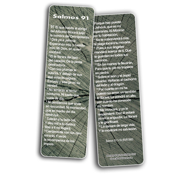NewEights Spanish Psalm 91 Bookmarks Cards RVR1960 (30-Pack) - Church Memory Verse Sunday School Rewards Scriptures - Christian Stocking Stuffers Birthday Party Favors Assorted Bulk Pack