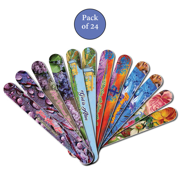 Christian Emery Board - Faith Hope Love (24-Pack) - 150/150 Grit Colorful Nail File - Nail Spa Party Favors Supplies - Best Stocking Stuffers Gift for Girls Women Kids Mom Girlfriend -