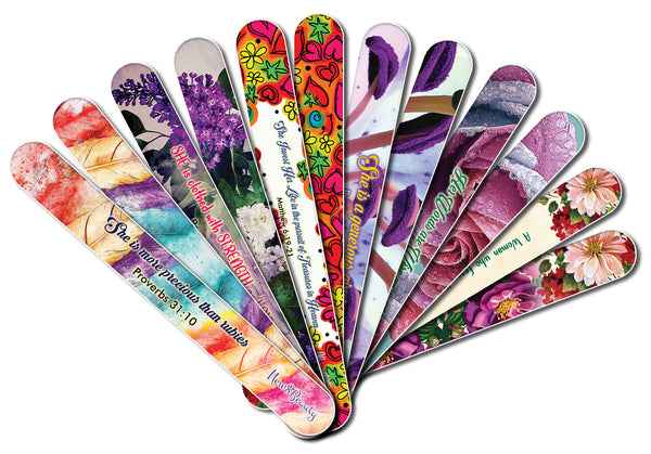 Christian Emery Board - Virtuous Woman (24-Pack) - Best for Manicure Pedicure - Nail Salons Nail Care Nail Spa - Great Gift Ideas