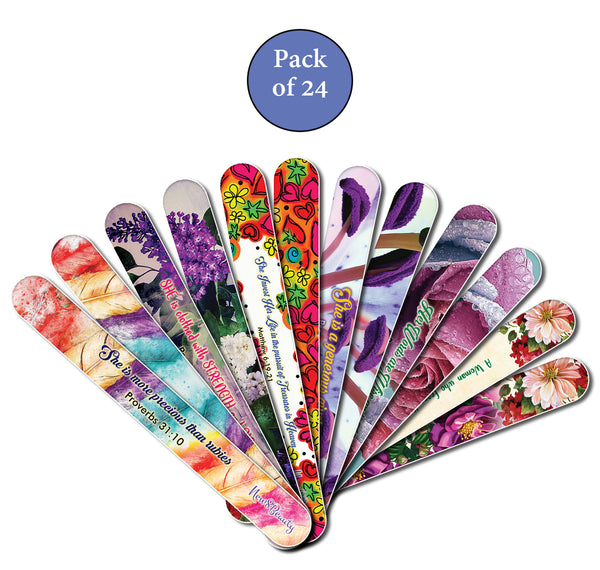 Christian Emery Board - Virtuous Woman (24-Pack) - Best for Manicure Pedicure - Nail Salons Nail Care Nail Spa - Great Gift Ideas