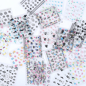 New8Beauty Nail Art Stickers Decals Series 7 (50-Pack) - 3D Assorted