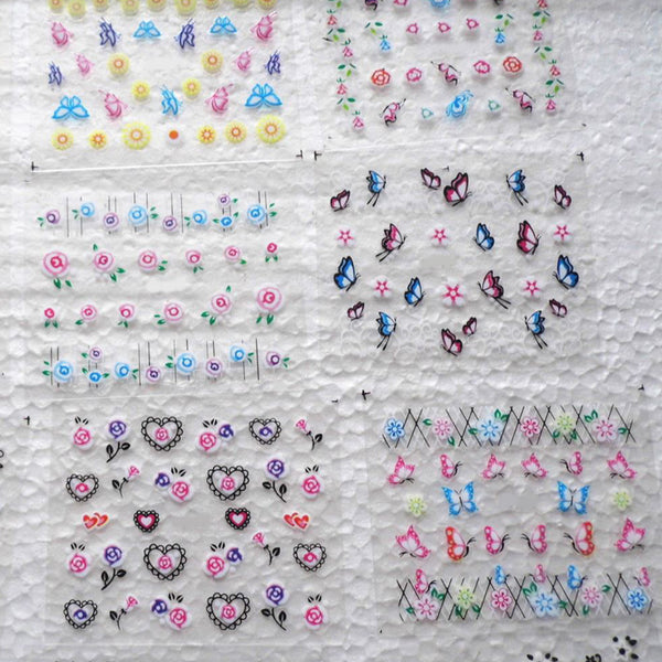 New8Beauty Nail Art Stickers Decals Series 7 (50-Pack) - 3D Assorted