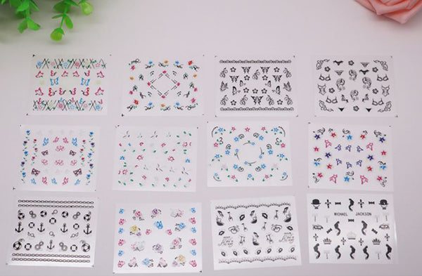 New8Beauty Nail Art Stickers Decals Series 7 (50-Pack) - 3D Assorted
