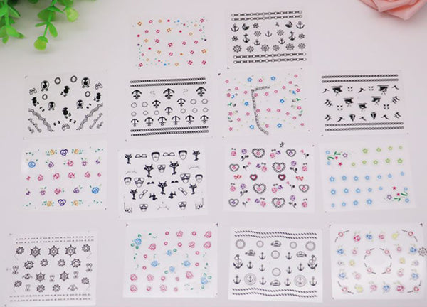 New8Beauty Nail Art Stickers Decals Series 7 (50-Pack) - 3D Assorted