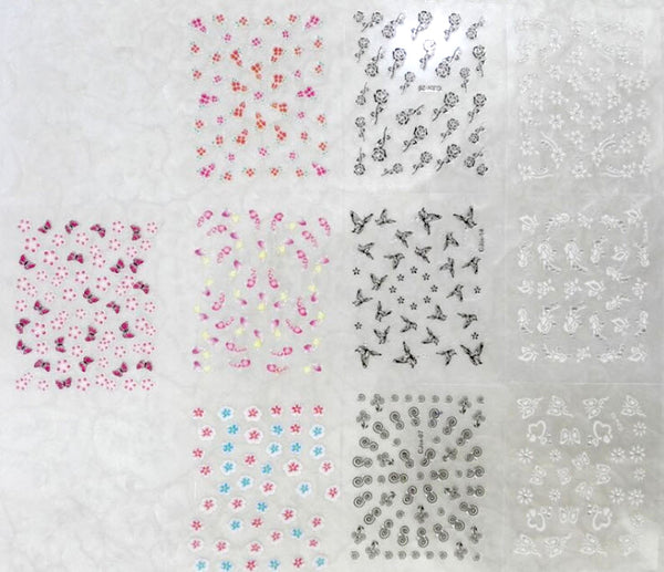 New8Beauty Nail Art Stickers Decals Series 8 (10-Pack) - 3D Assorted