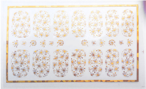 New8Beauty Nail Art Stickers Decals Series 9A (8-Pack) - 3D Metalic Gold Color