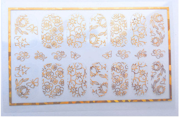 New8Beauty Nail Art Stickers Decals Series 9A (8-Pack) - 3D Metalic Gold Color