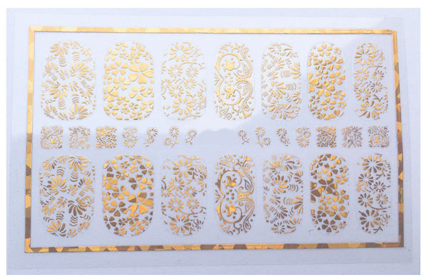 New8Beauty Nail Art Stickers Decals Series 9A (8-Pack) - 3D Metalic Gold Color