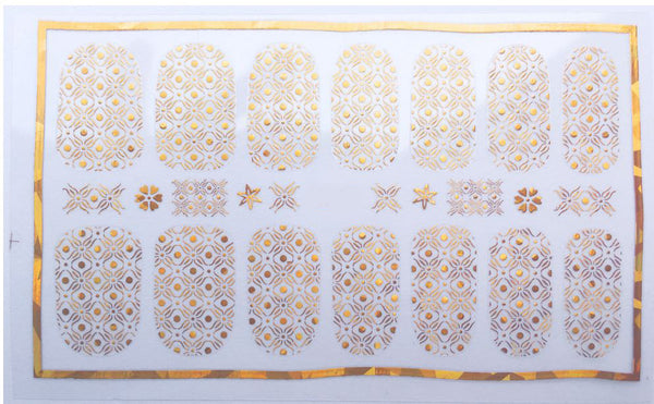 New8Beauty Nail Art Stickers Decals Series 9A (8-Pack) - 3D Metalic Gold Color