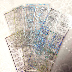 New8Beauty Nail Art Stickers Decals Series 9B (8-Pack) - 3D Metalic Silver Color