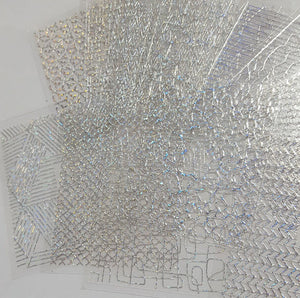 New8Beauty Nail Art Stickers Decals Series 10 (12-Pack) - 3D Laser Silver Lace