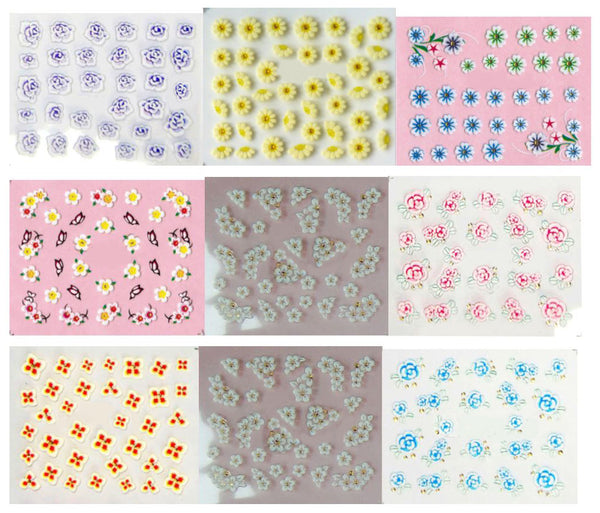 New8Beauty Nail Art Stickers Decals Series 13 (30-Pack) - 3D Flowers