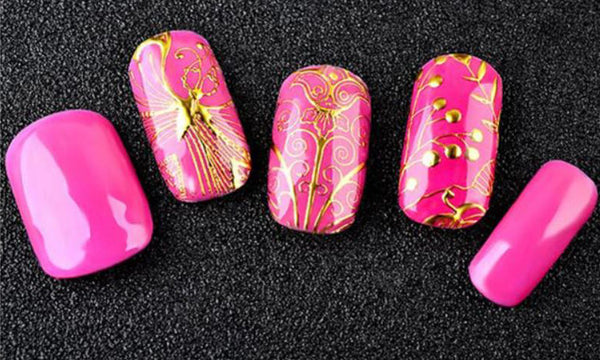 New8Beauty Nail Art Stickers Decals Series 14A (8-Pack) - 3D Hot Stamping Bronzing (Gold)