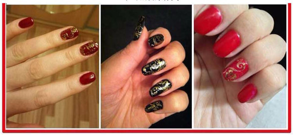 New8Beauty Nail Art Stickers Decals Series 14A (8-Pack) - 3D Hot Stamping Bronzing (Gold)