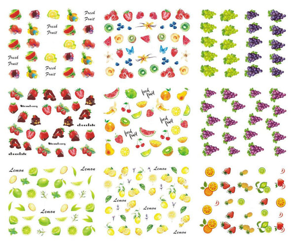 New8Beauty Nail Art Stickers Decals Series 15 (18-Pack) - Colorful Fruits