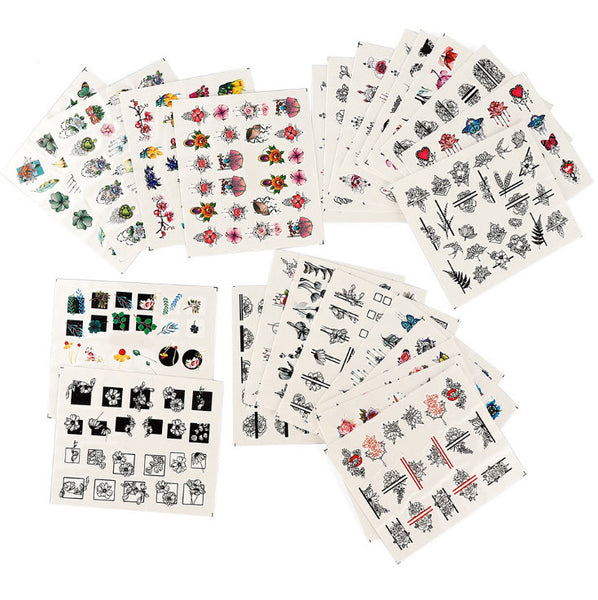 New8Beauty Nail Art Stickers Decals Series 18B (24-Pack) - Assorted Colors Patterns