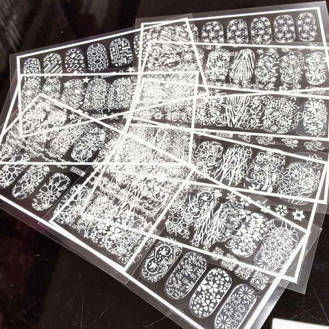 New8Beauty Nail Art Stickers Decals Series 9C (8-Pack) - 3D Metalic White Color
