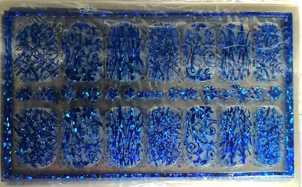 New8Beauty Nail Art Stickers Decals Series 9D (8-Pack) - 3D Metalic Deep Blue Color