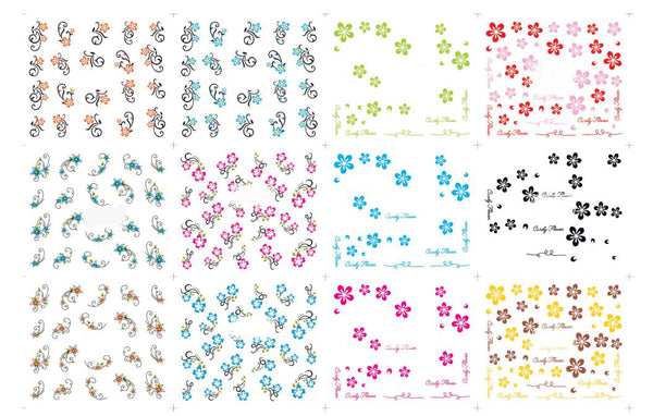 New8Beauty Nail Art Stickers Decals Small Flowers Patterns Series 5B (48-Pack)