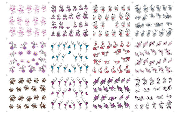 New8Beauty Nail Art Stickers Decals Small Flowers Patterns Series 5B (48-Pack)
