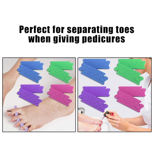 New8Beauty Toe Separators Toe Spacers Variety Colors Series (12 Pairs)- Apply Nail Polish During Pedicure Manicure - Stocking Stuffers for Women Girls - Nail Spa Party Supplies (Multicolors 12-Pairs)